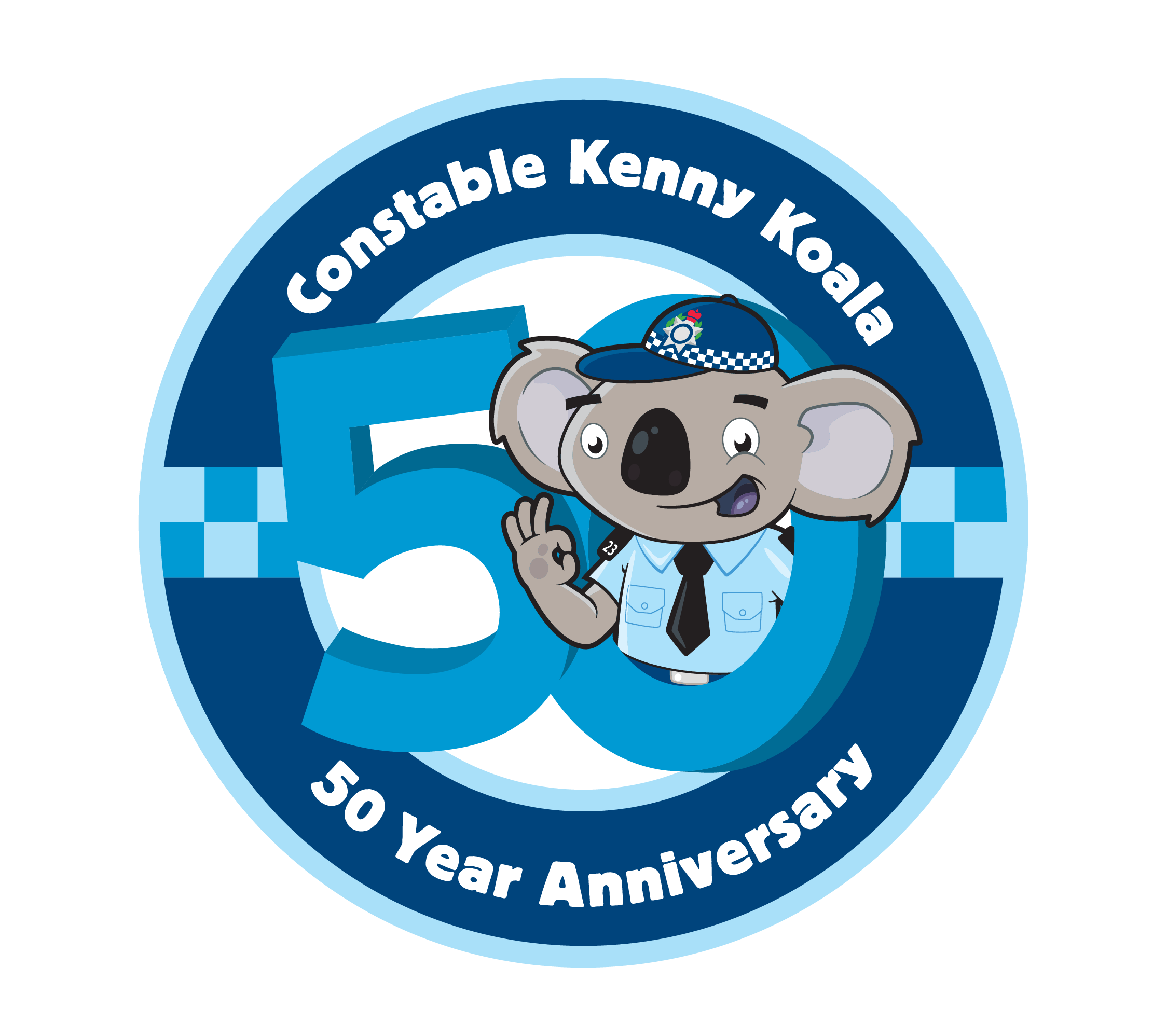 Circle of Constable Kenny celebrating 50 years in blue tones.